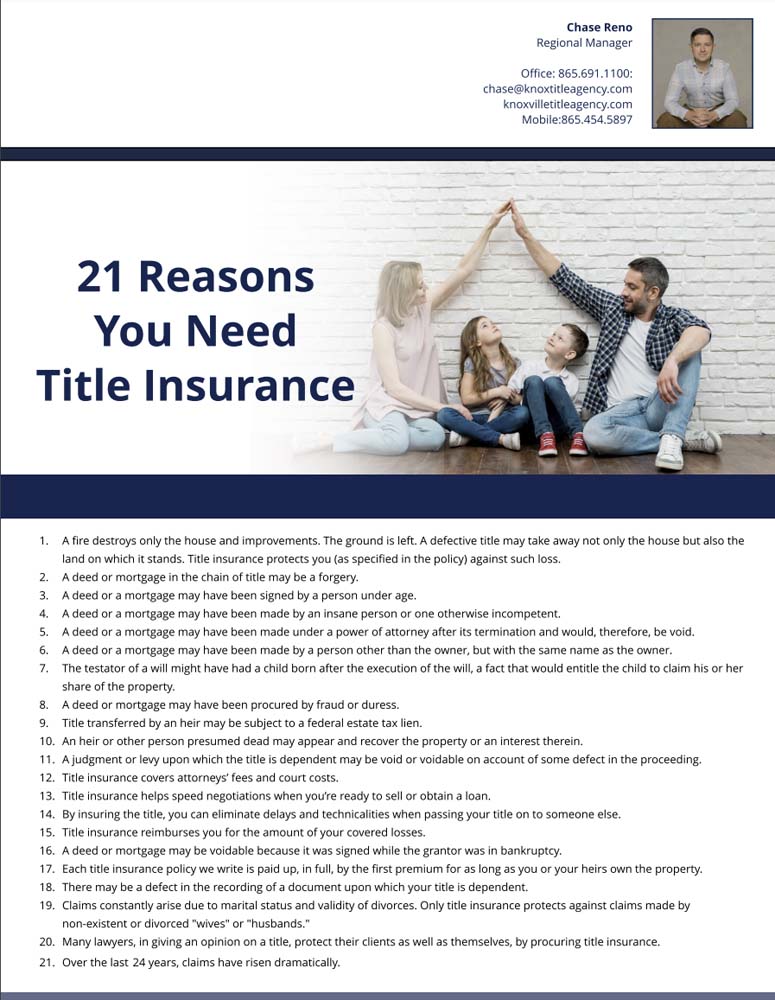 21 Reasons You Need Title Insurance